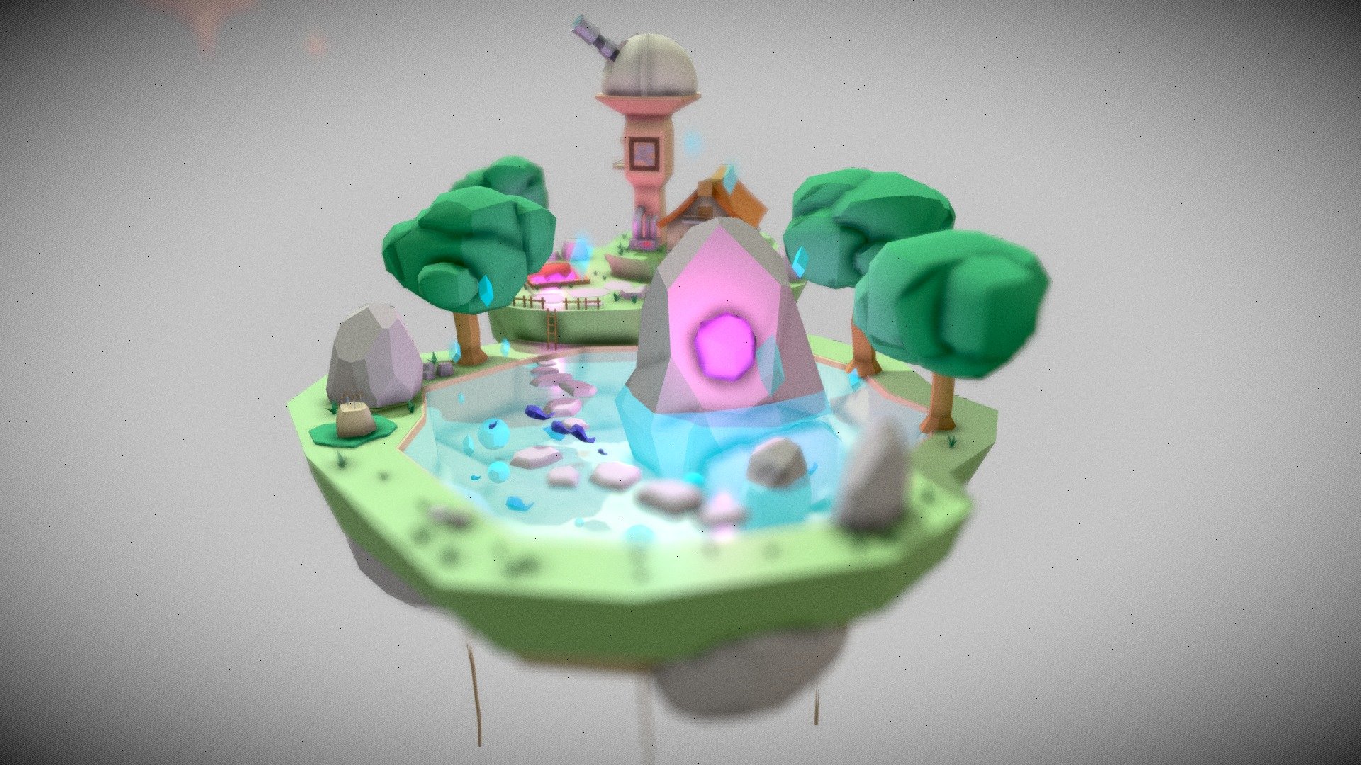 Small Floating Island Low Poly 3d model