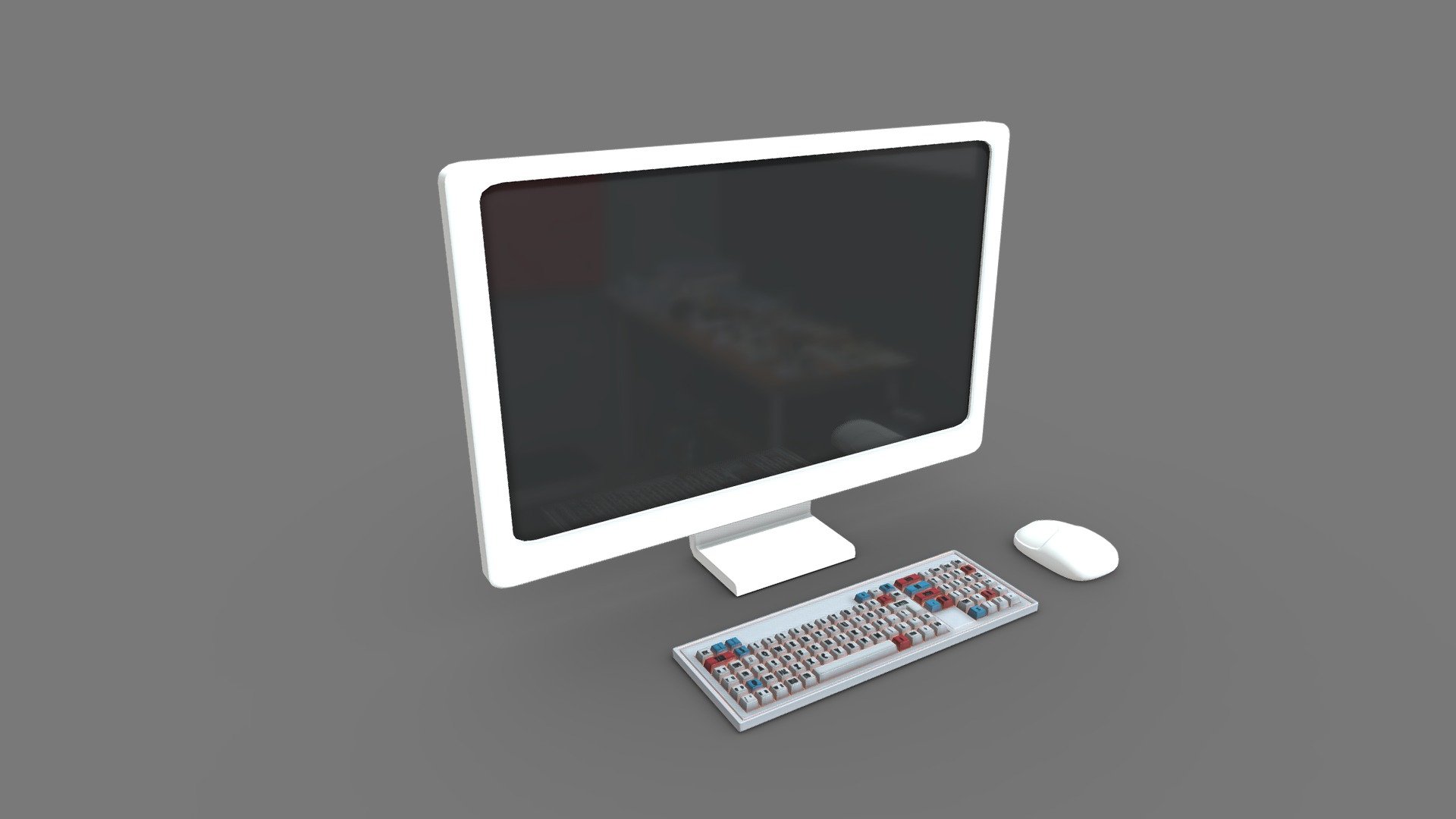 Cartoon White Computer Desktop 3d model