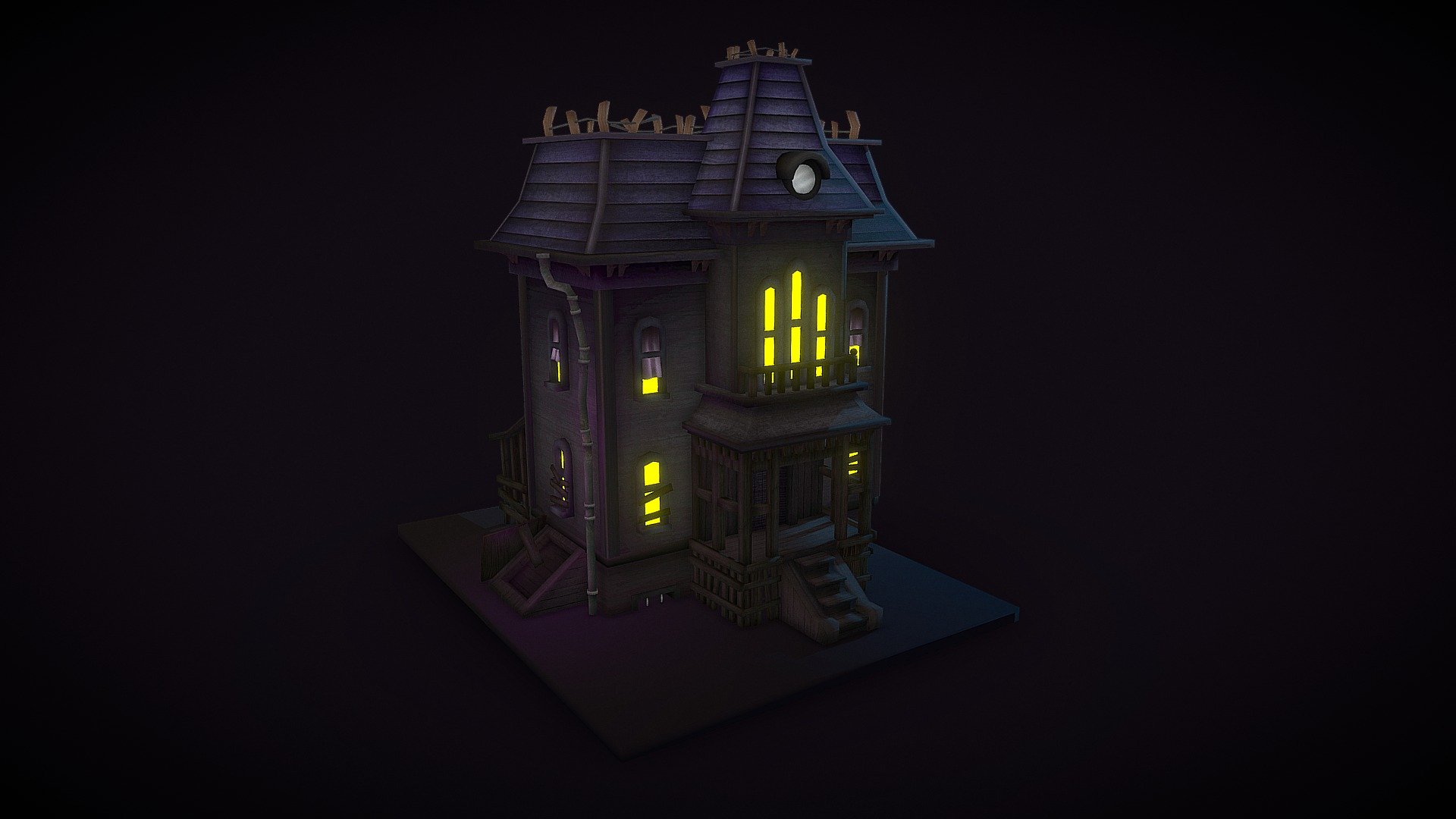 Cartoon haunted house 3d model