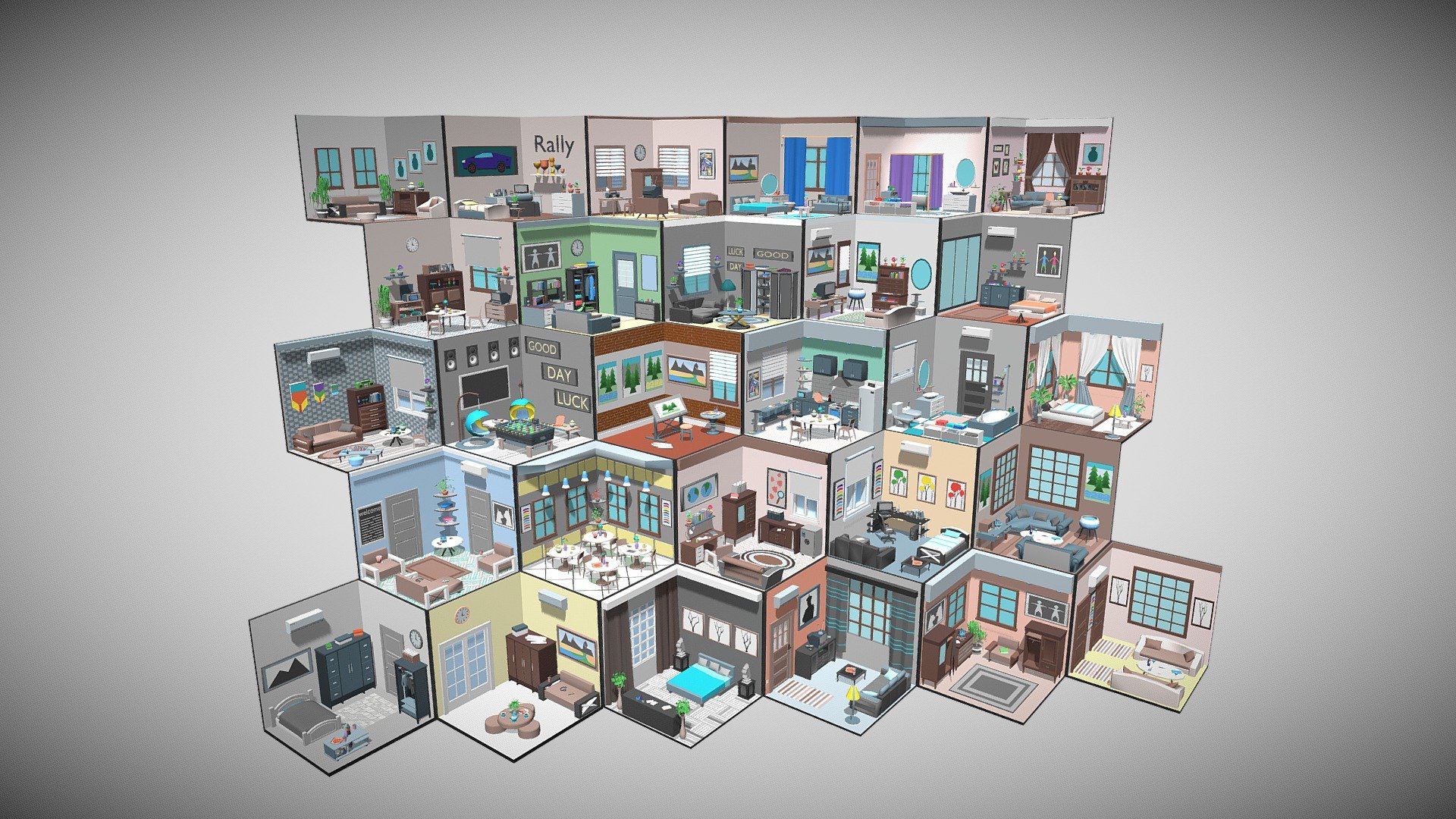 Cartoon interior 3 3d model