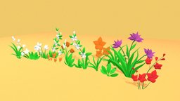 Cartoon Grasses 3d model