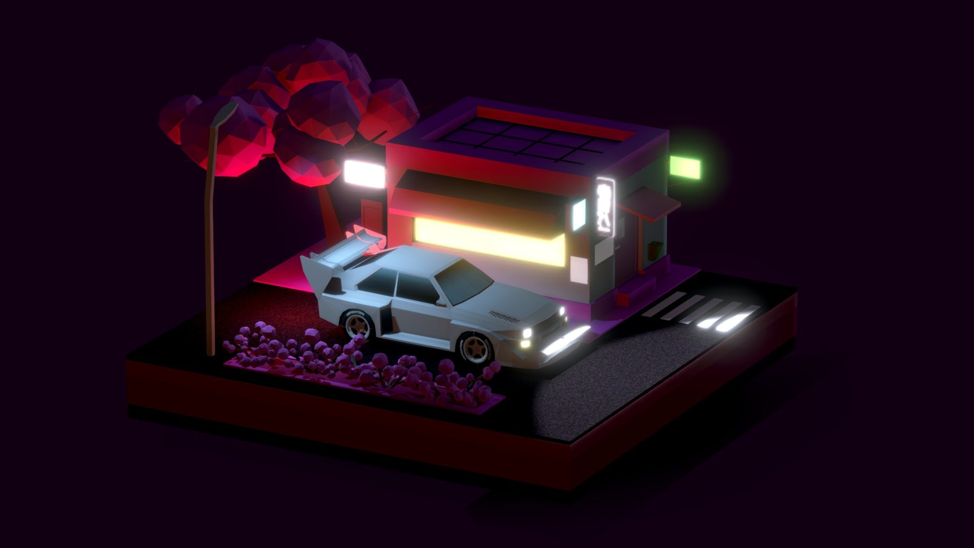 Japan Neon Night Audi Quattro Pikes Peak 3d model