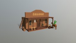 Low Poly Cartoon Saloon