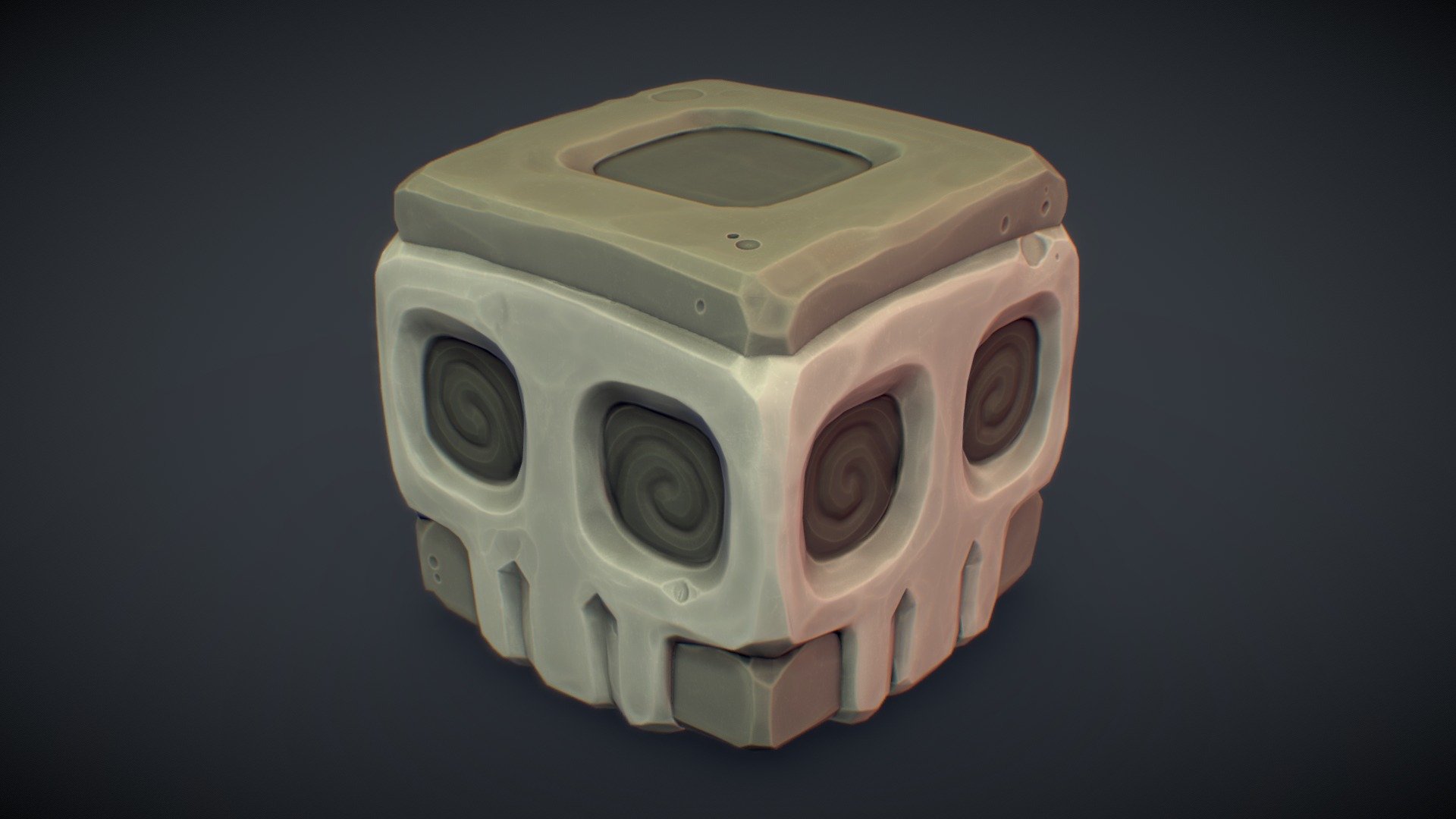 Cube World Stone Skull 3d model