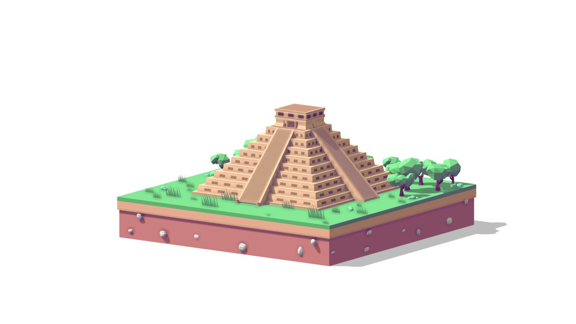 Cartoon Low Poly Chichen Itza 3d model