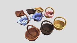 Cartoon Baskets And Baskets Tray