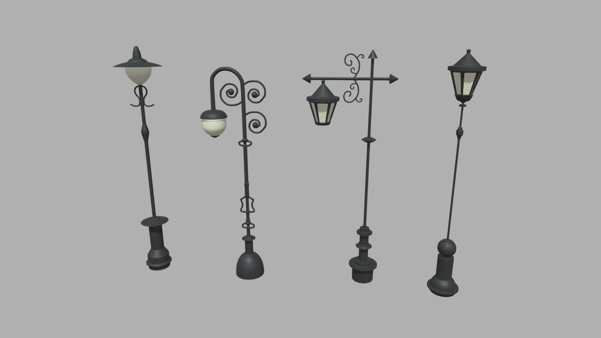 Street Lights 011 012 013 014 3d model