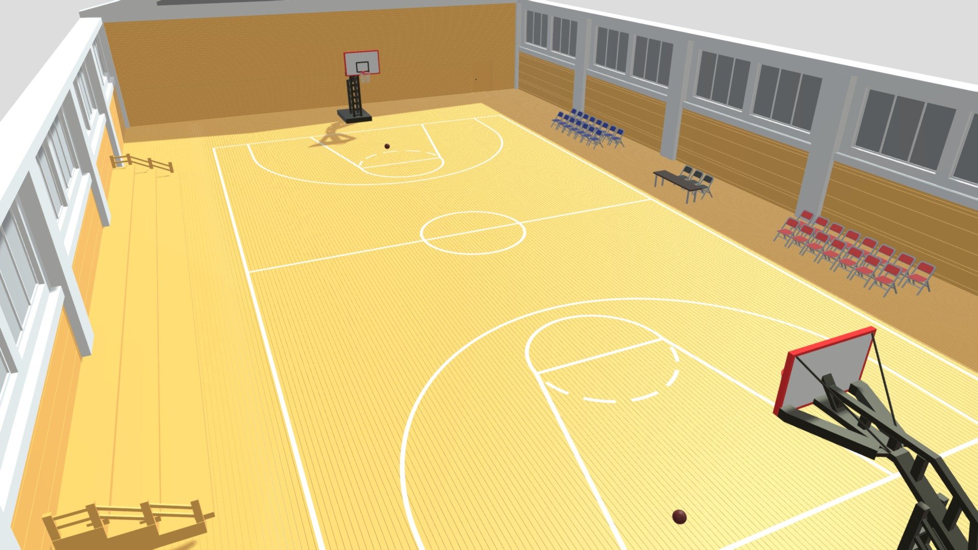 Cartoon Basketball Gym 3d model