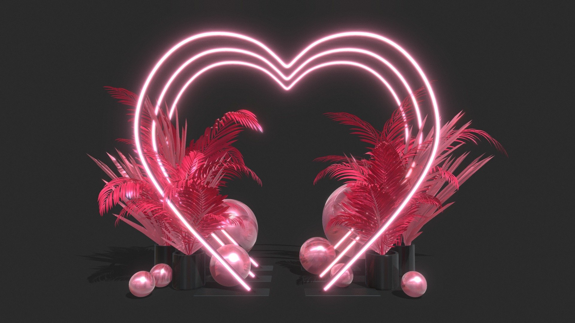 Neon Hearts 3d model