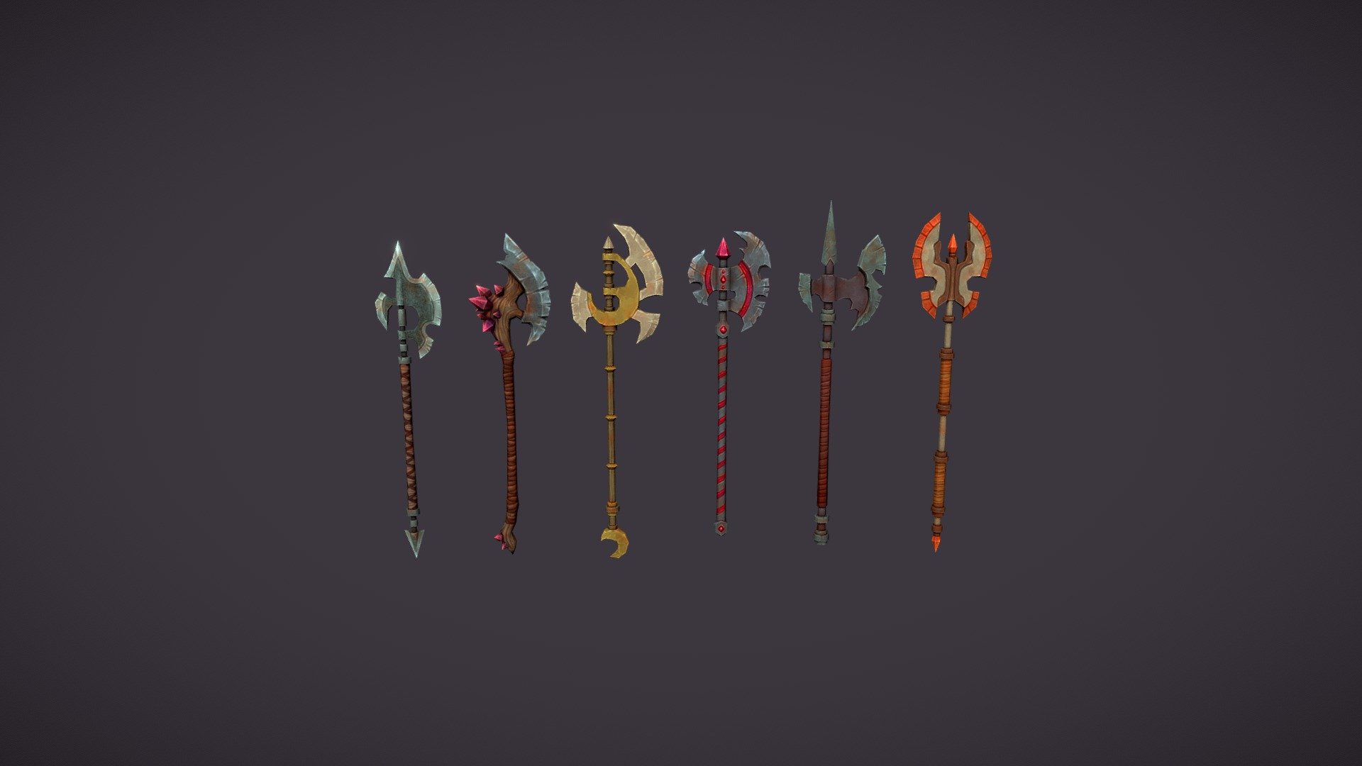 Fantasy axes set 3d model