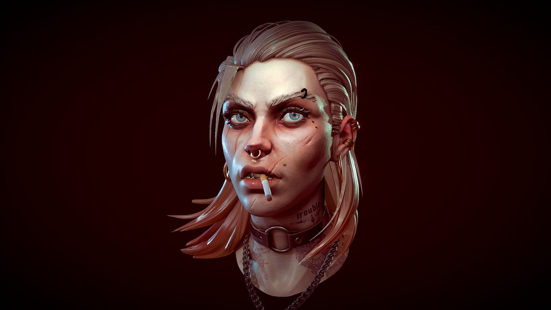 Trouble -Realtime Portrait 3d model