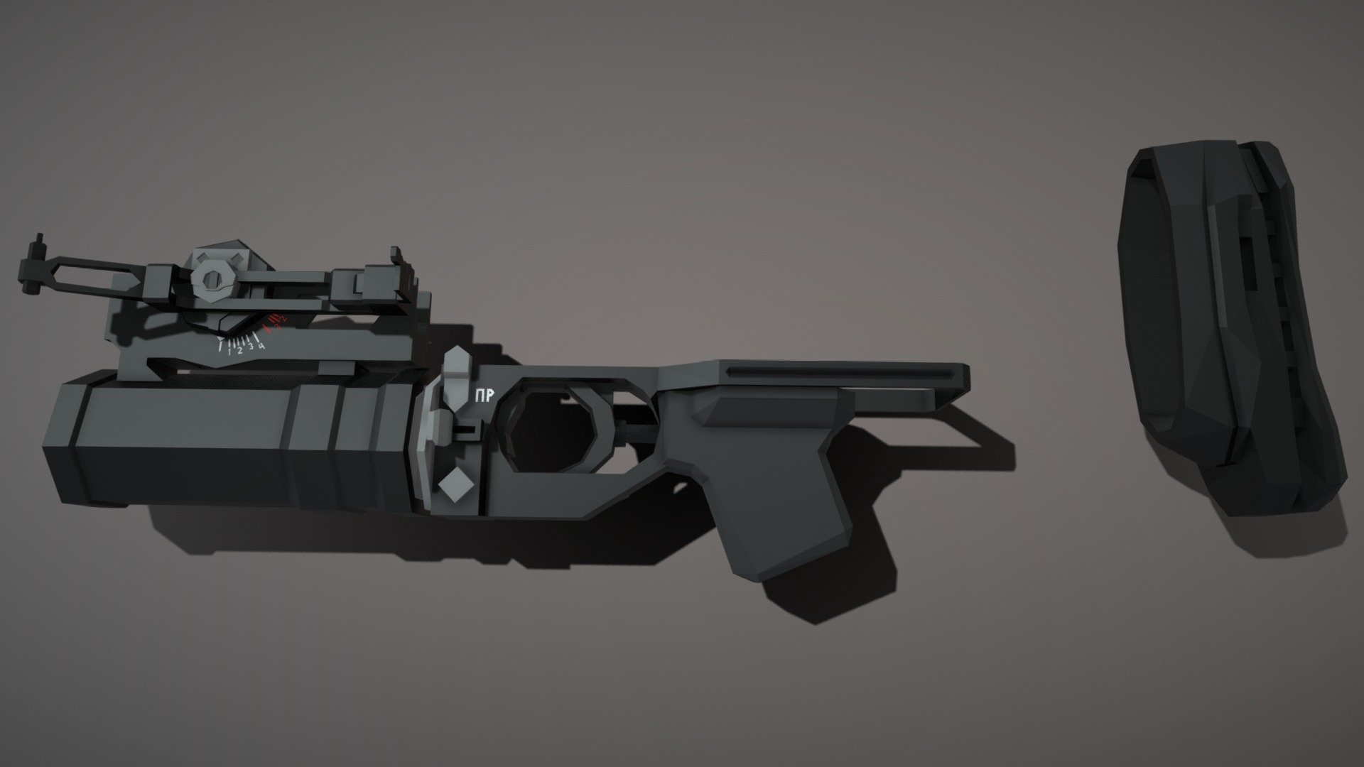 Low-Poly GP-25 underbarrel grenade launcher 3d model