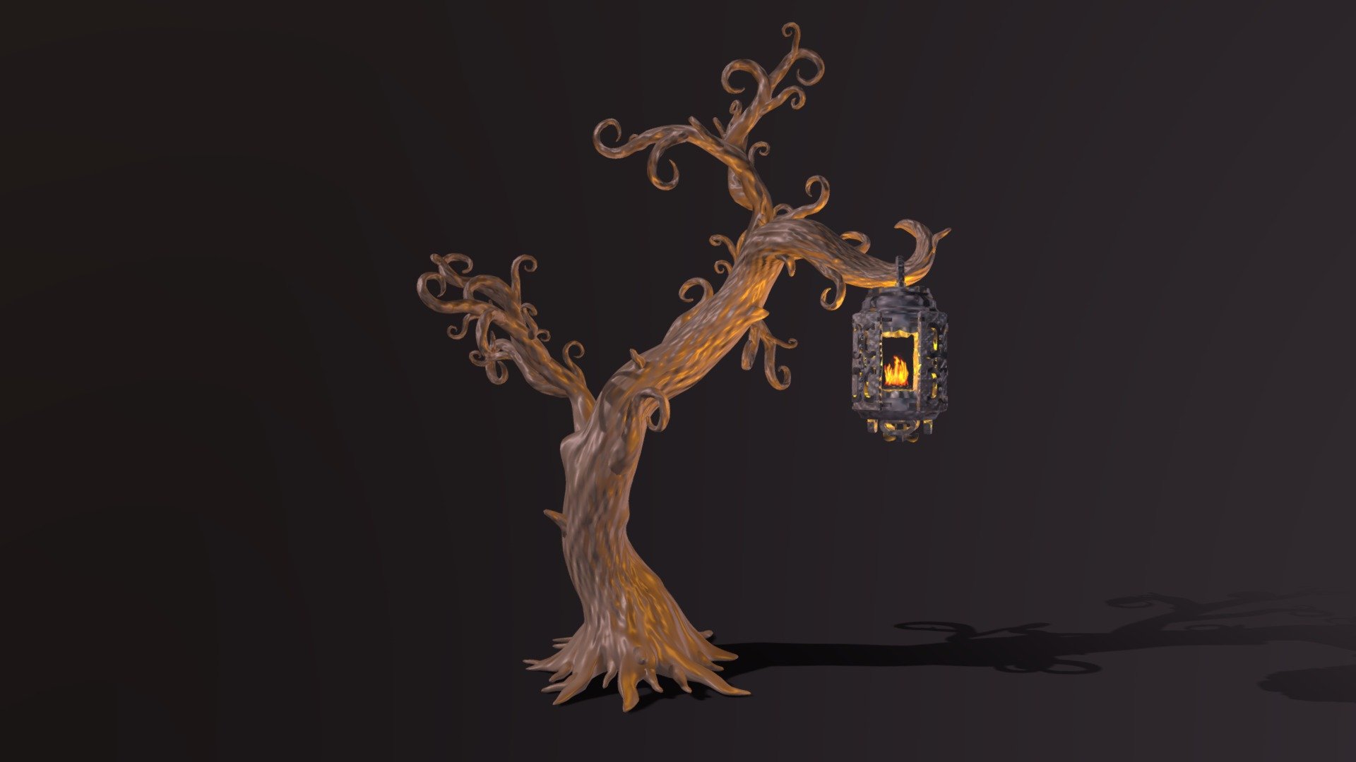 Fairy Tree with Lantern 3d model