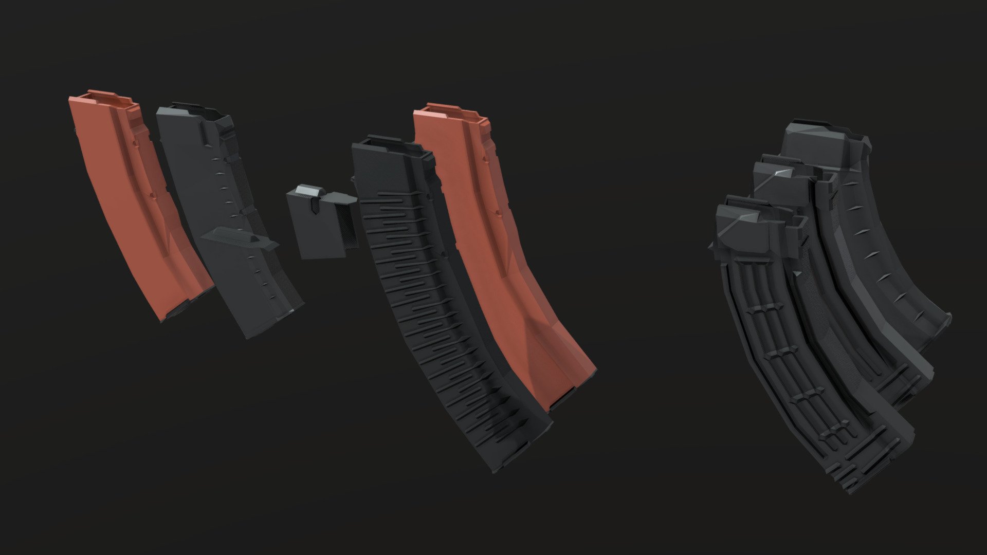 Low-Poly AK mags 3d model