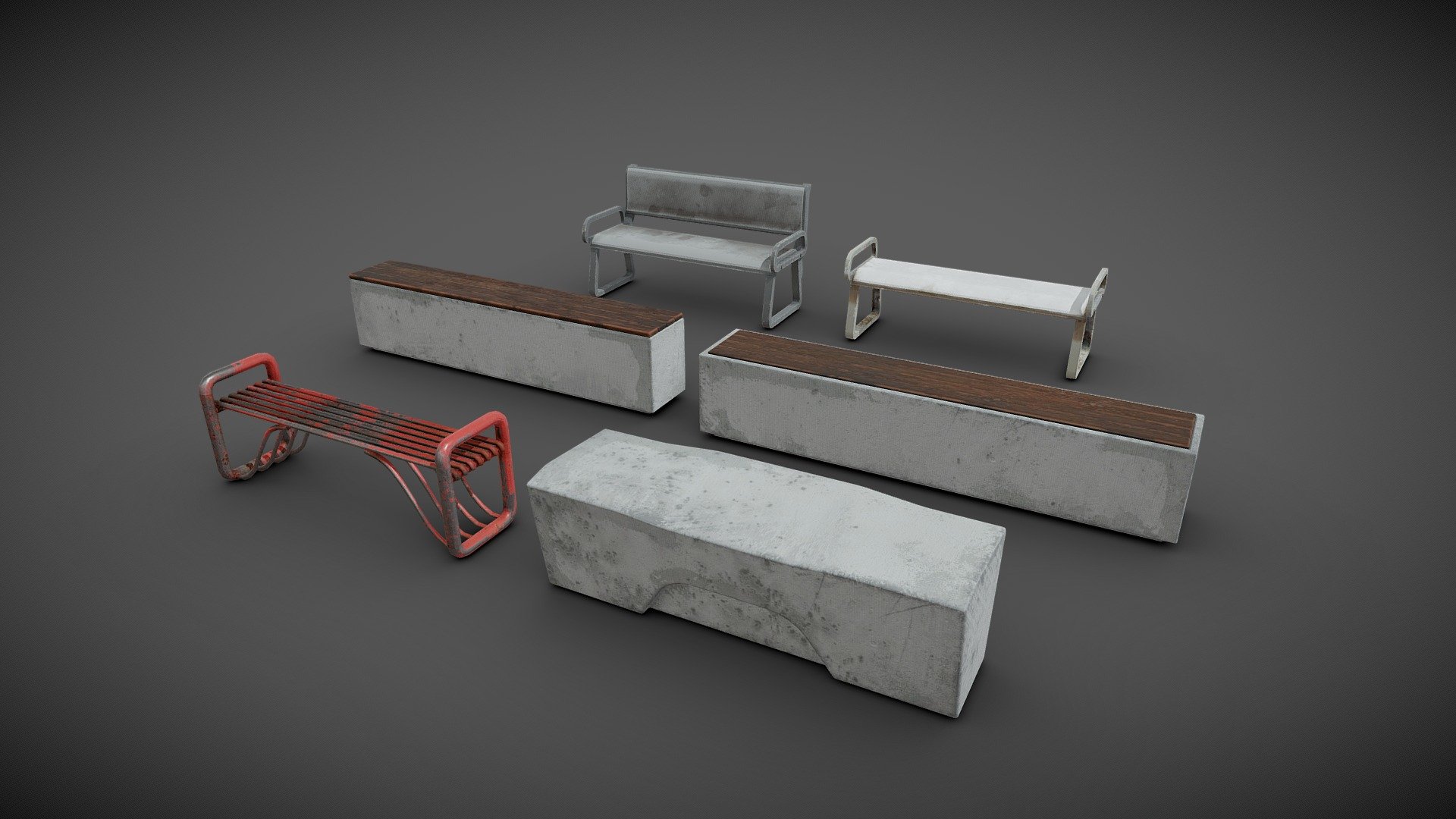 Cyberpunk Bench Pack 3d model