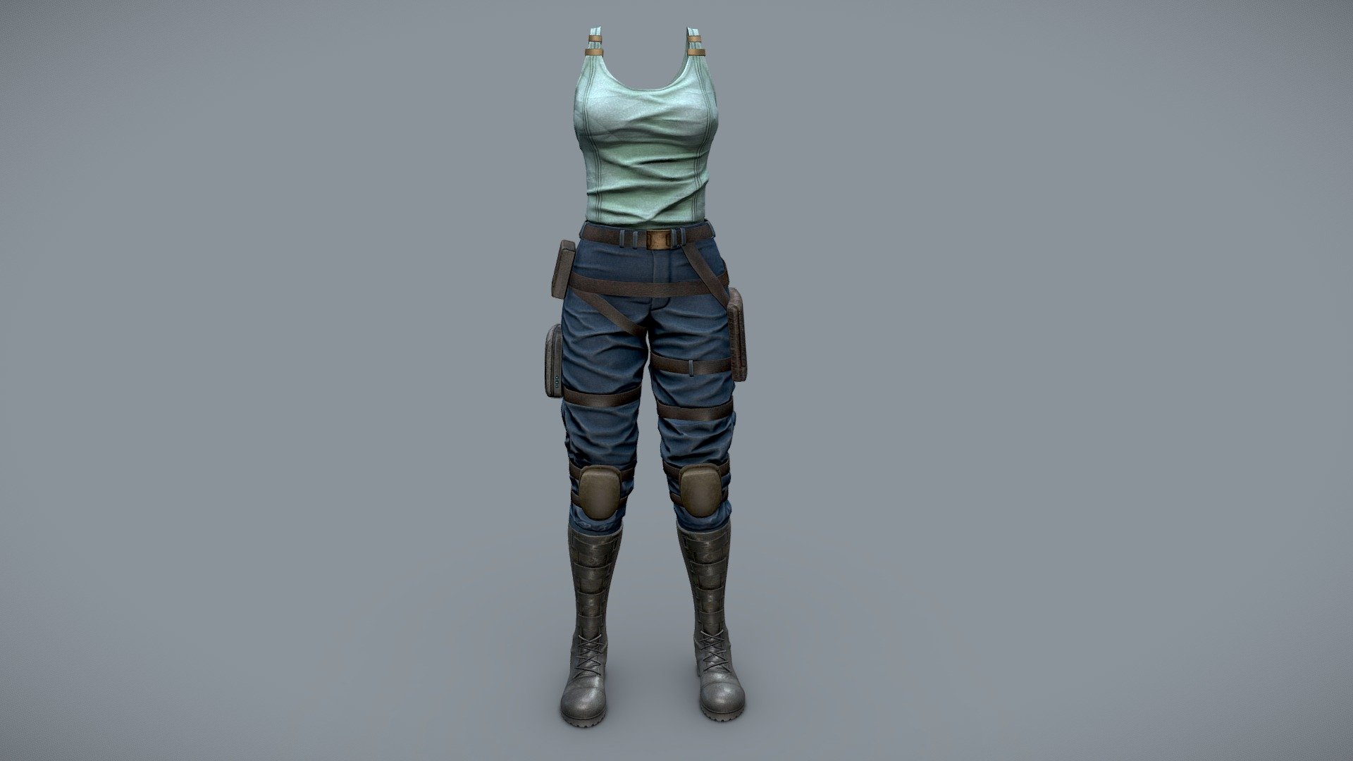 $AVE Futuristic Female Sci-fi Combat Outfit 3d model