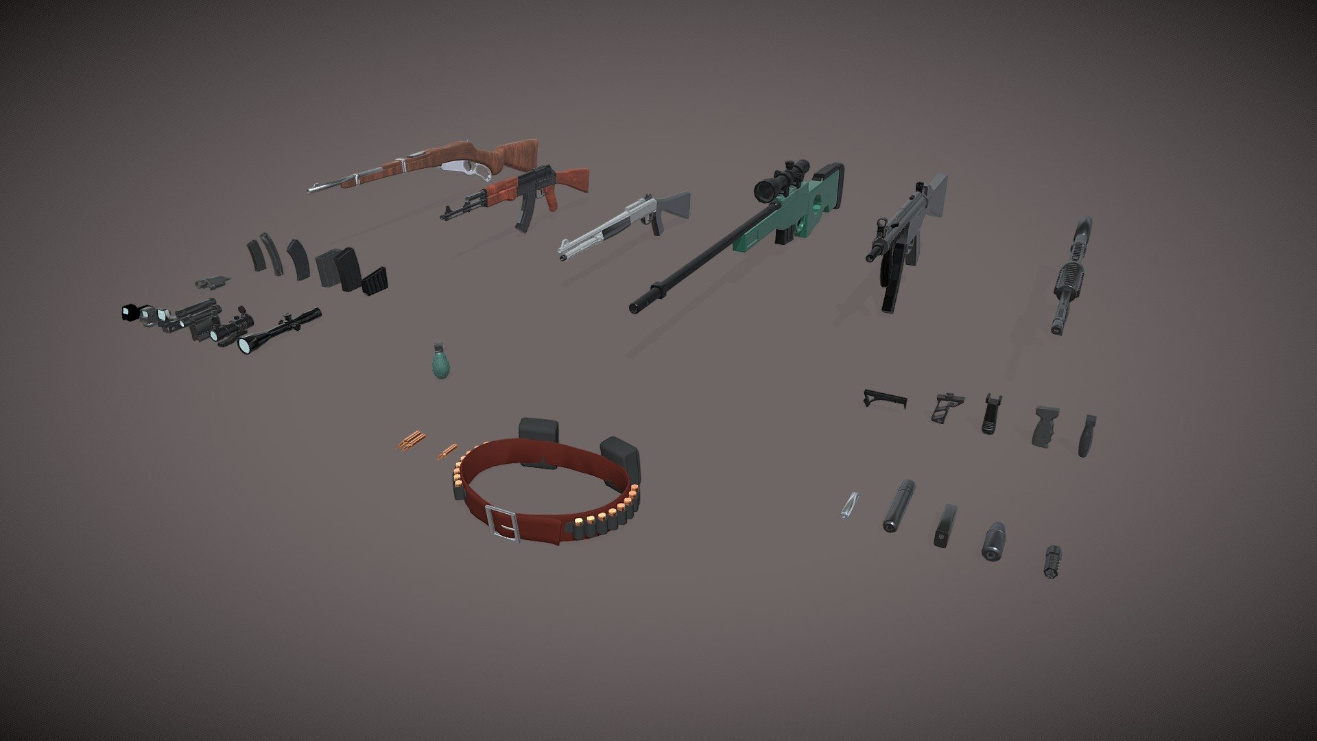 Gun Weapon Assets 3d model