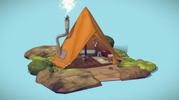 Lowpoly cartoon tent