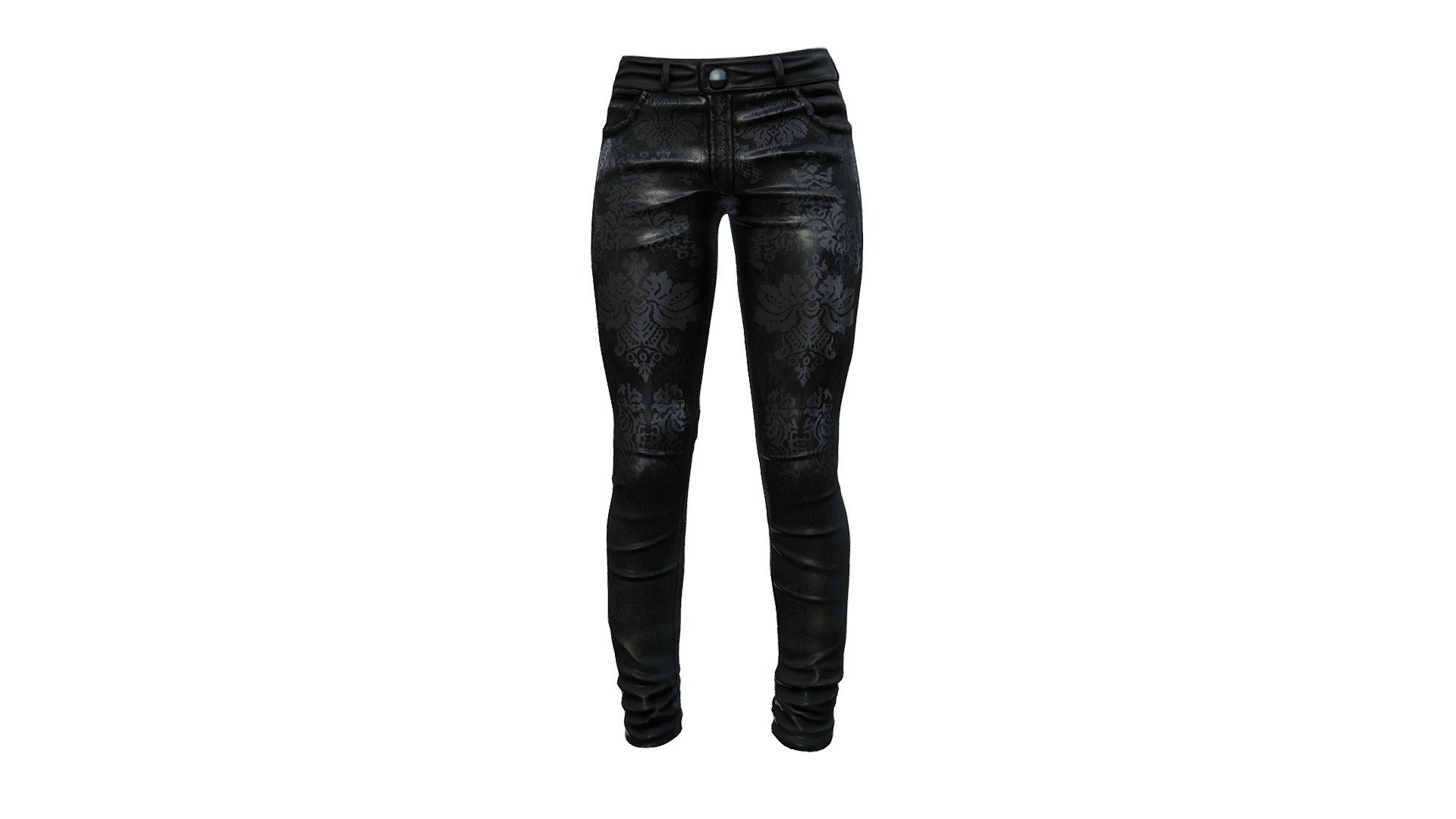 Female Black Jacquard Jeans Pants 3d model