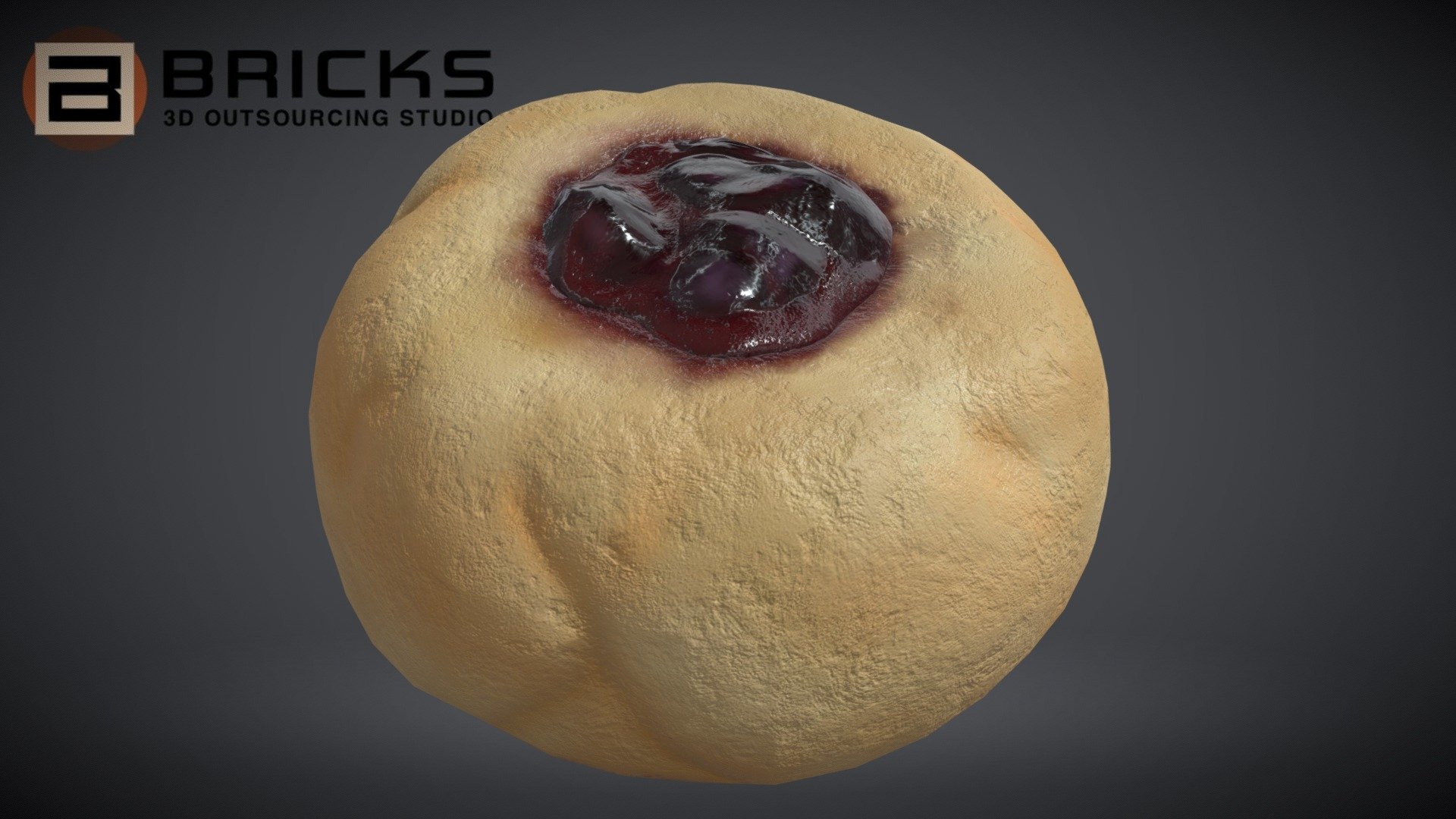 CranberryThumbprint Cookie 3d model