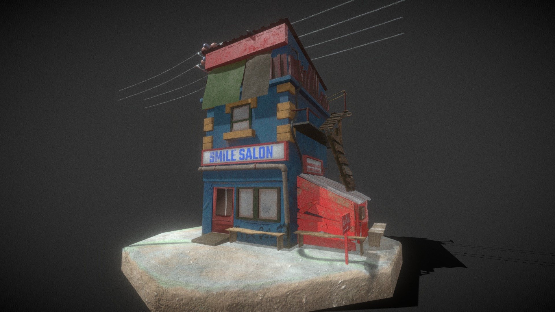 Cartoon Ghetto Flat 3d model