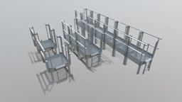 Industrial Metal Podium With Ladder (Low-Poly)