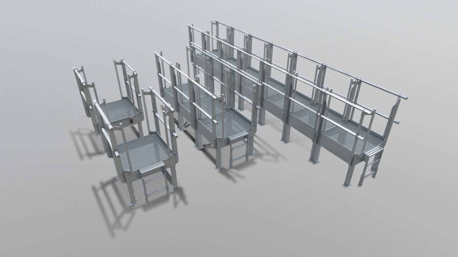 Industrial Metal Podium With Ladder (Low-Poly) 3d model