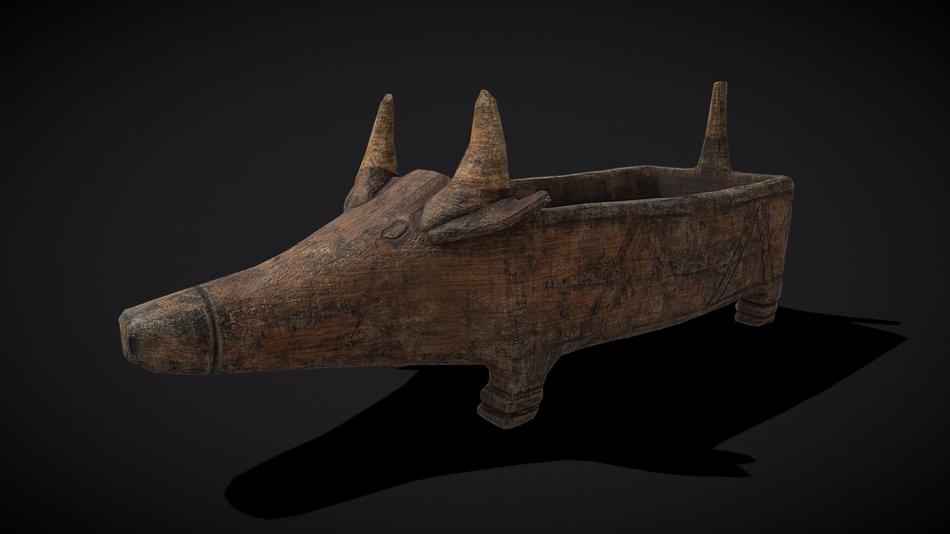 Medieval Carved Pig Container 3d model