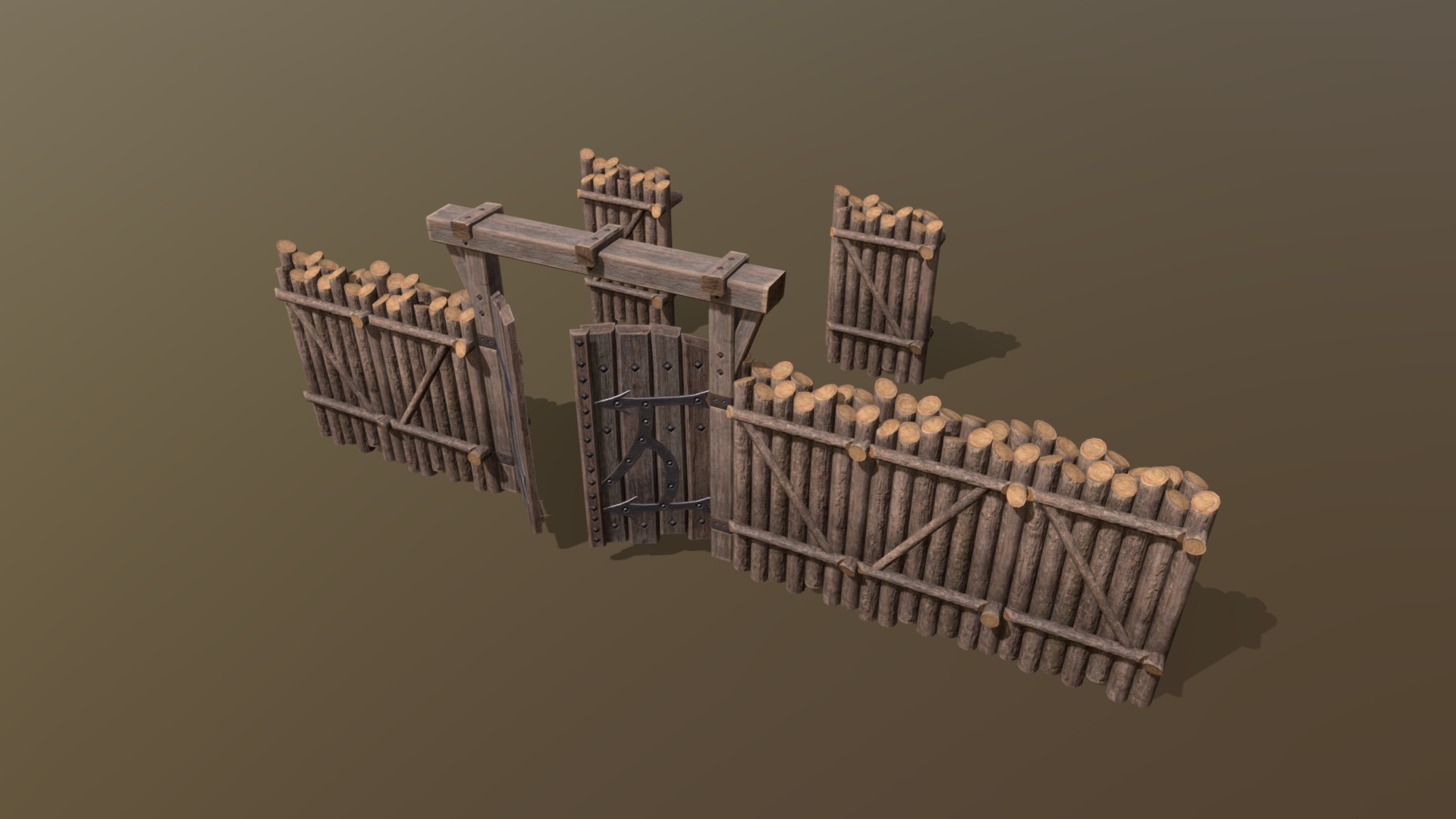 Мodular palisade and gate 3d model