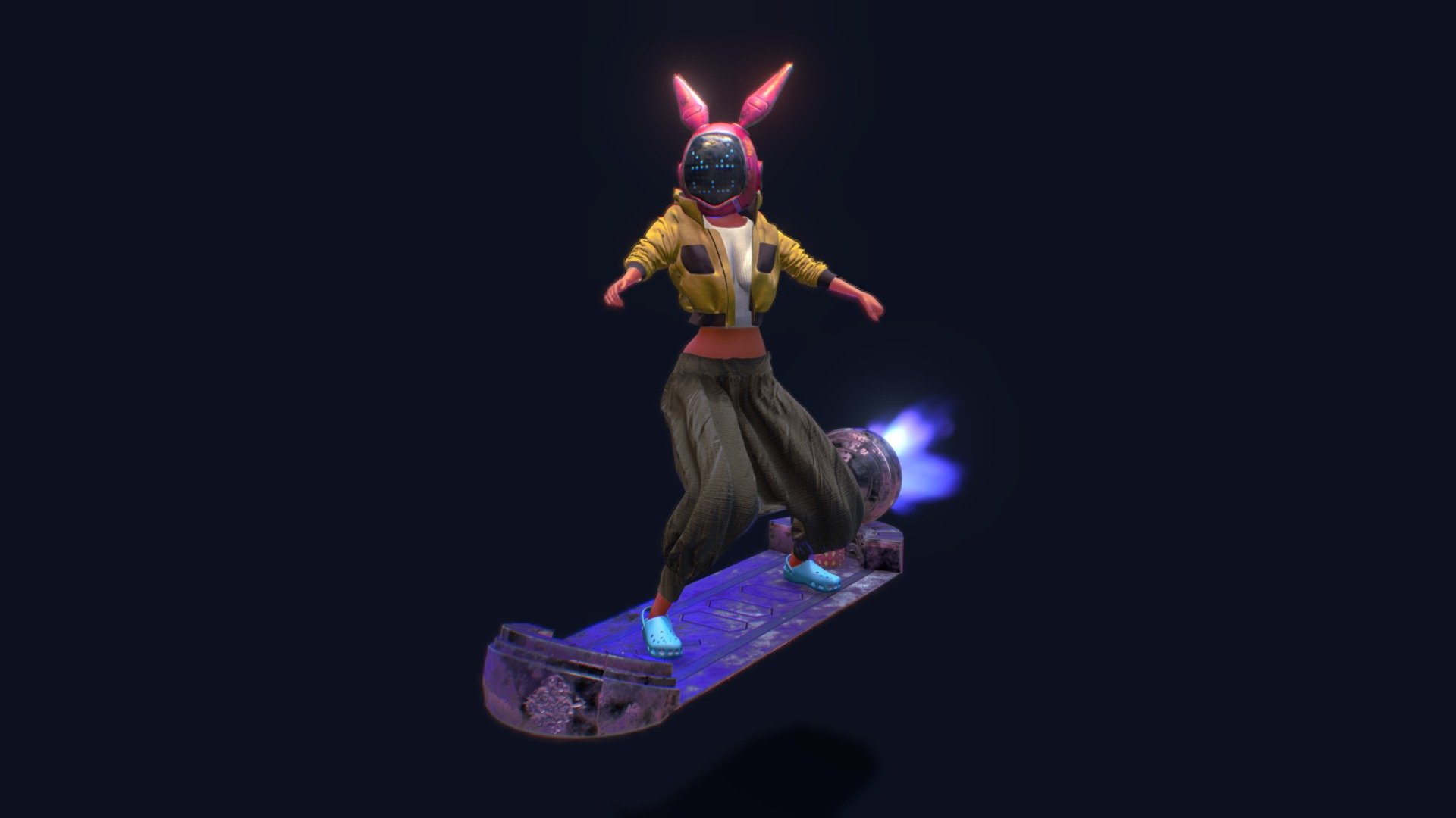 Hoverboard girl 3d model