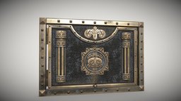 Metal gate PBR low-poly 3D model