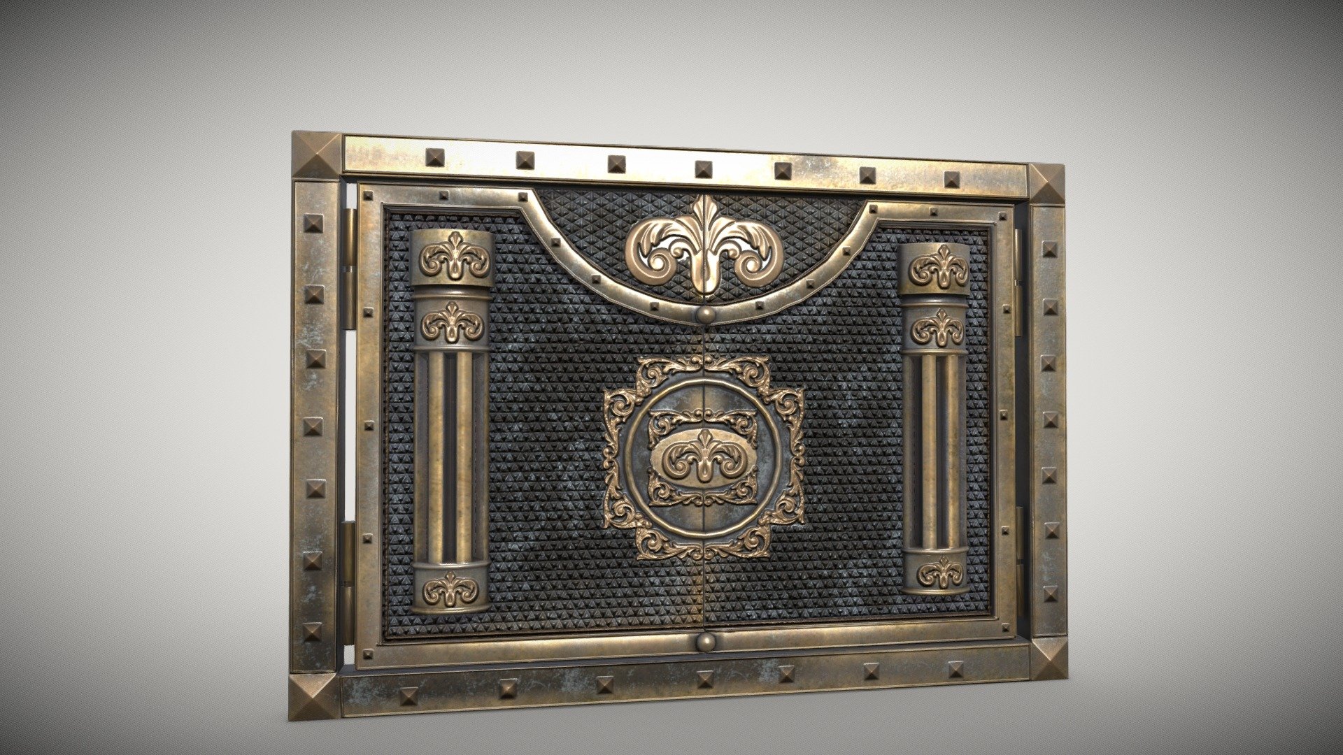 Metal gate PBR low-poly 3D model 3d model