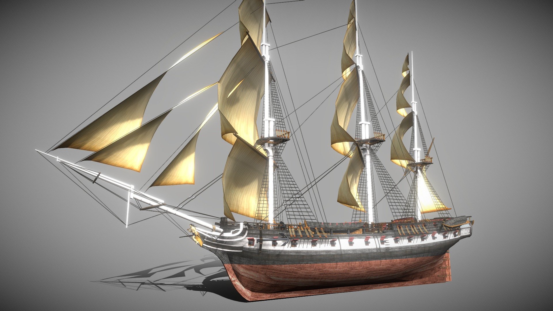 USS Essex (1799) 3d model