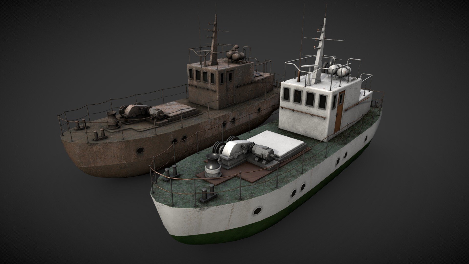 Old river boat 3d model