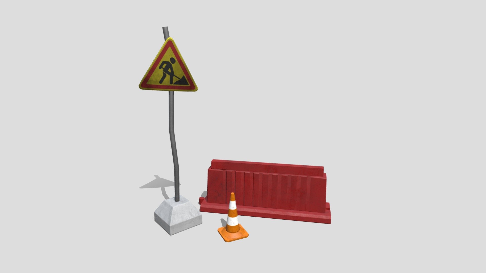 Road Works (low poly set) 3d model