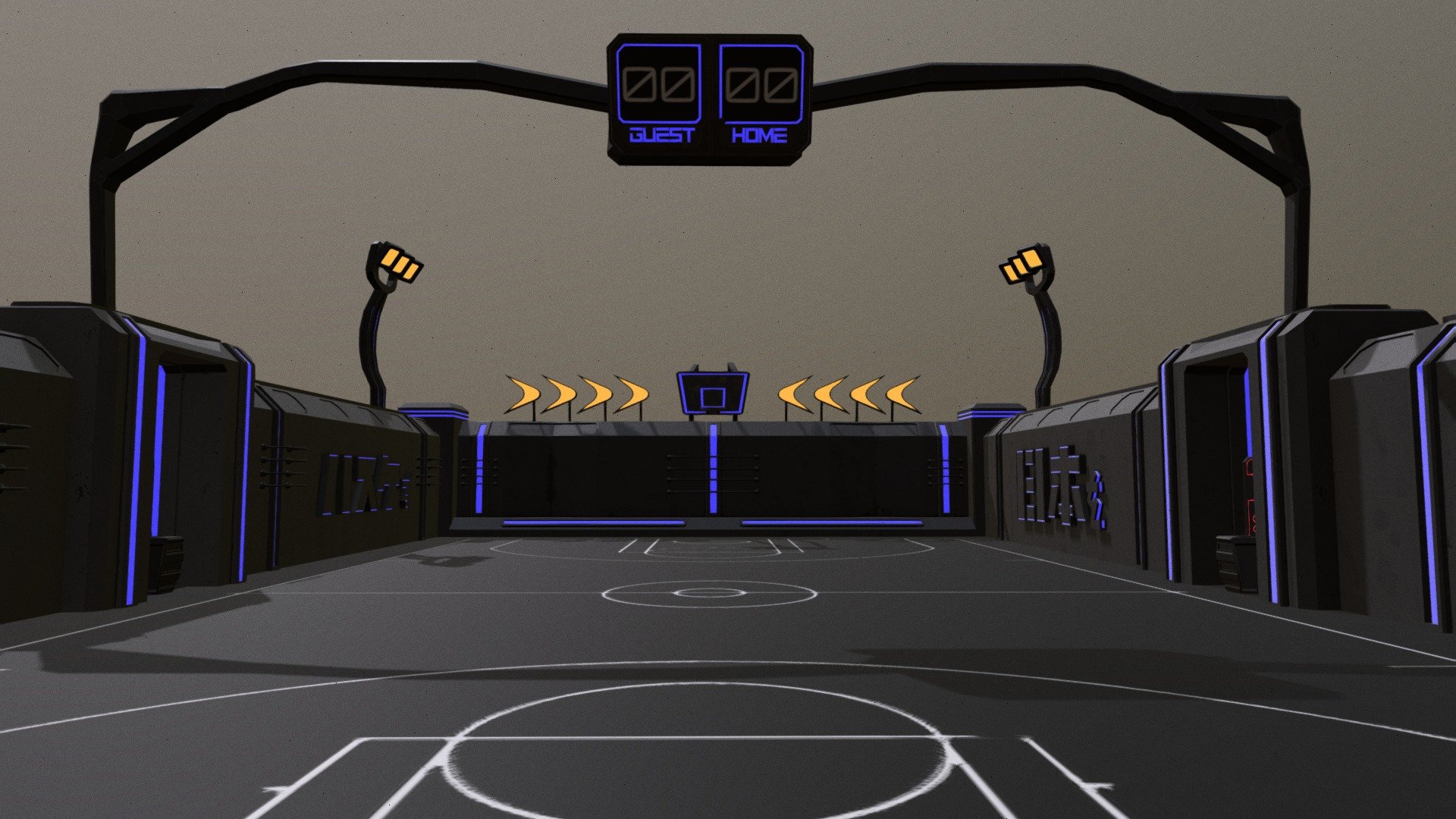 Basketball Court Cyberpunk Style 3d model