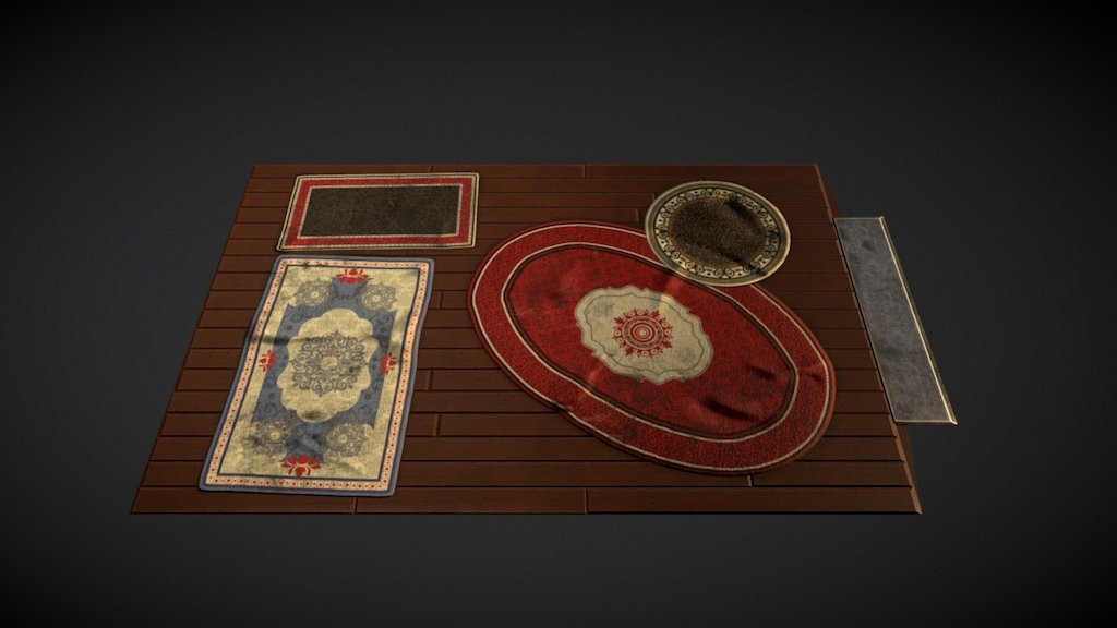 Wood and Carpet Flooring 3d model