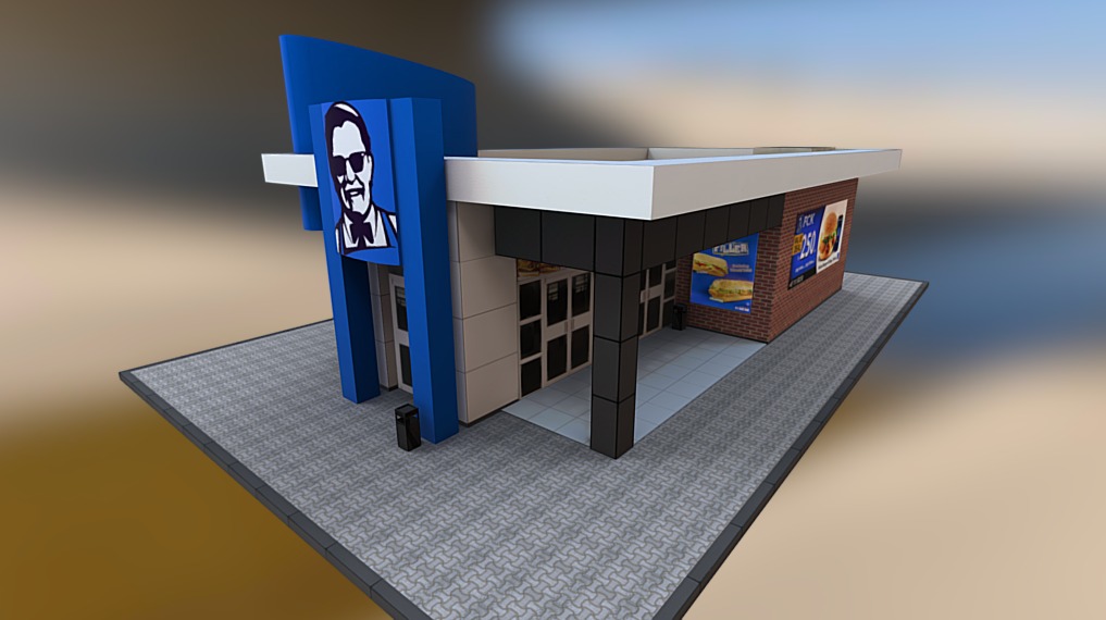 Fast Food Restaurant -1 3d model