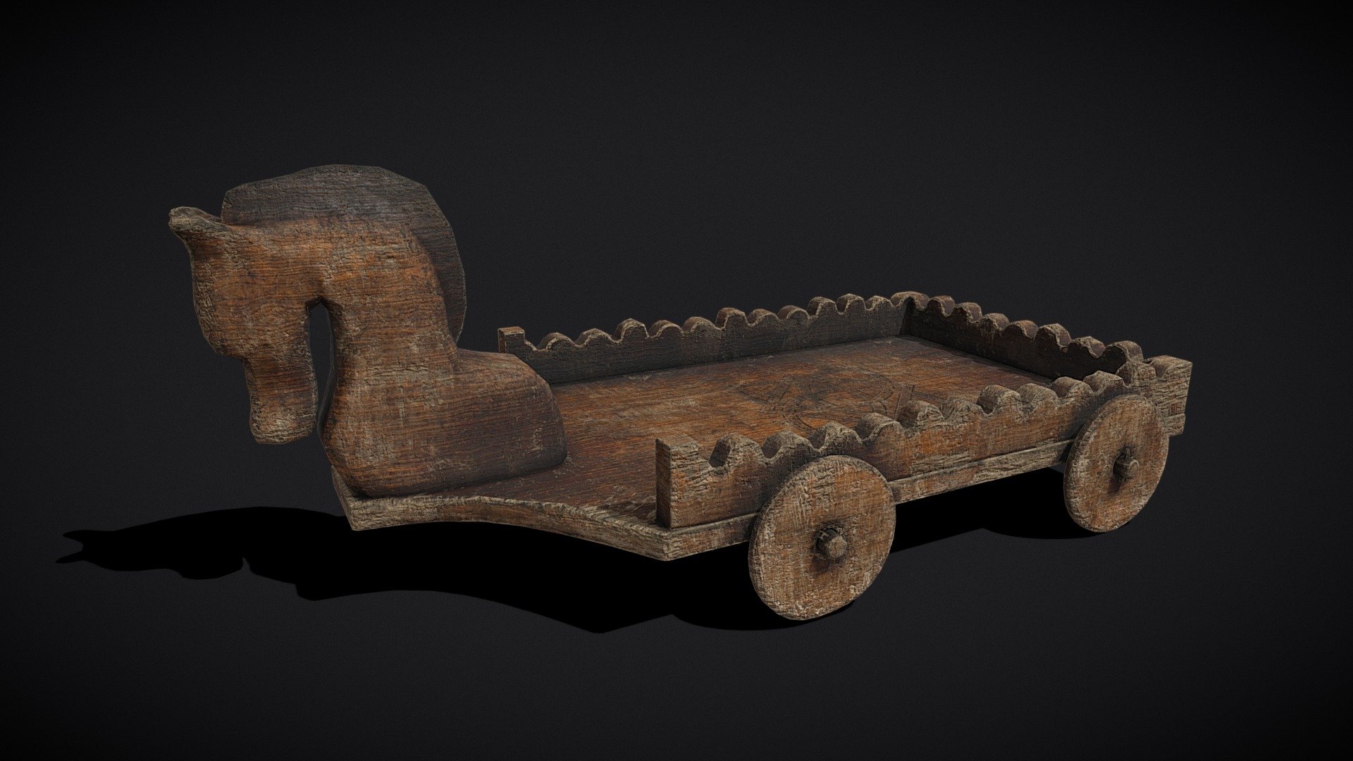 Medieval Horse Toy Wagon 3d model