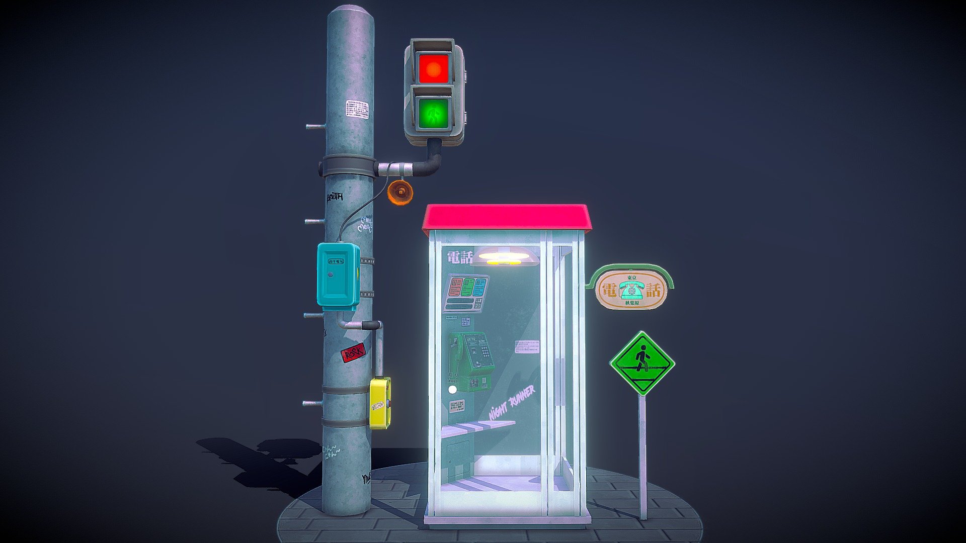 Japanese Payphone 3d model