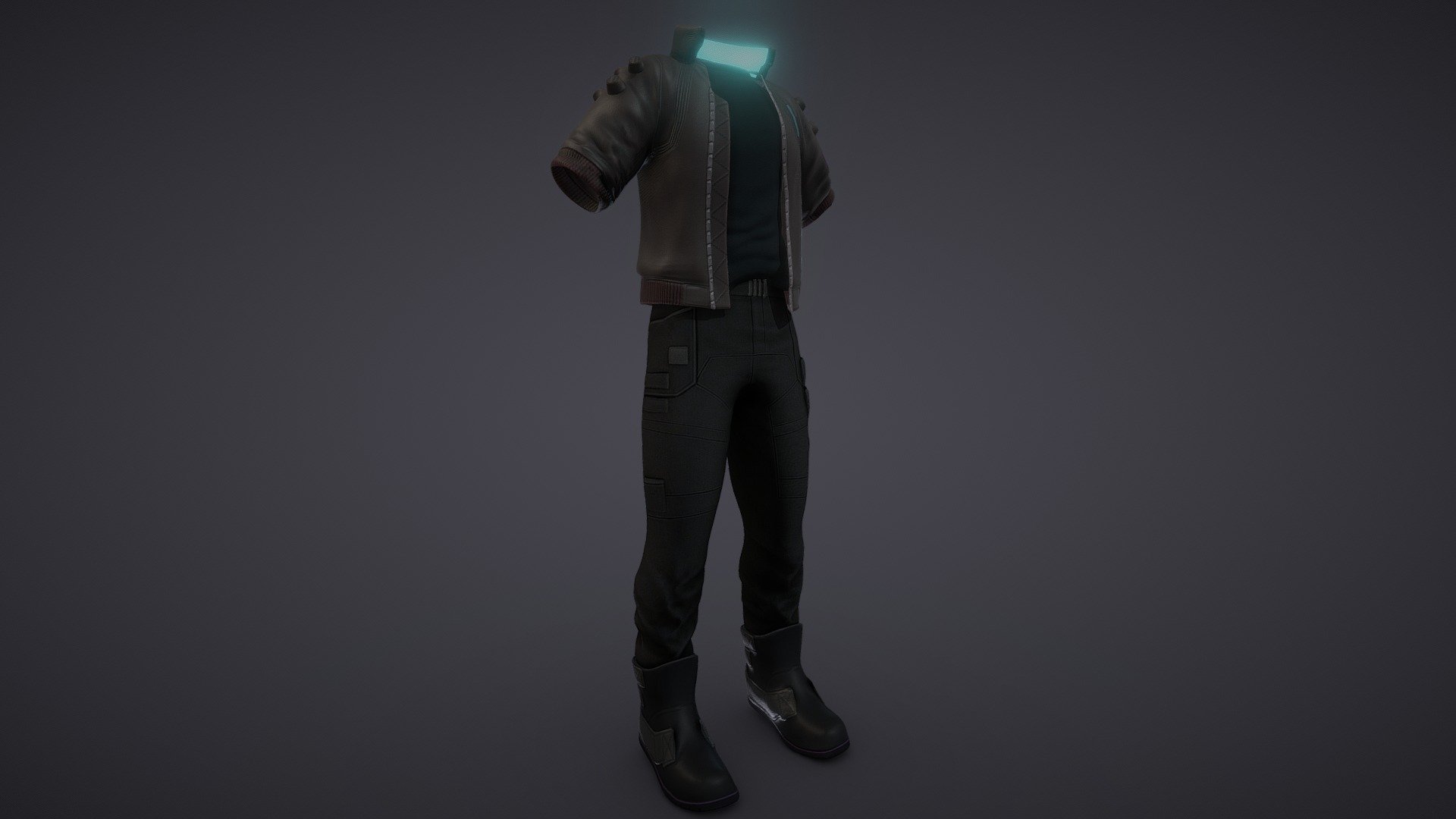 Mens Full Cyberpunk Outfit 3d model