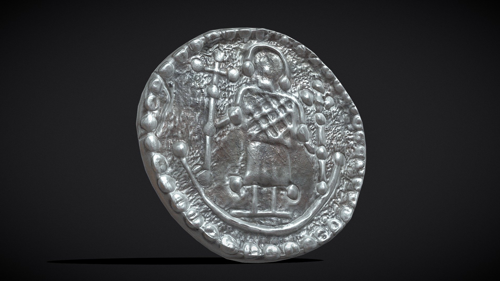 Medieval Engraved Man Coin 3d model