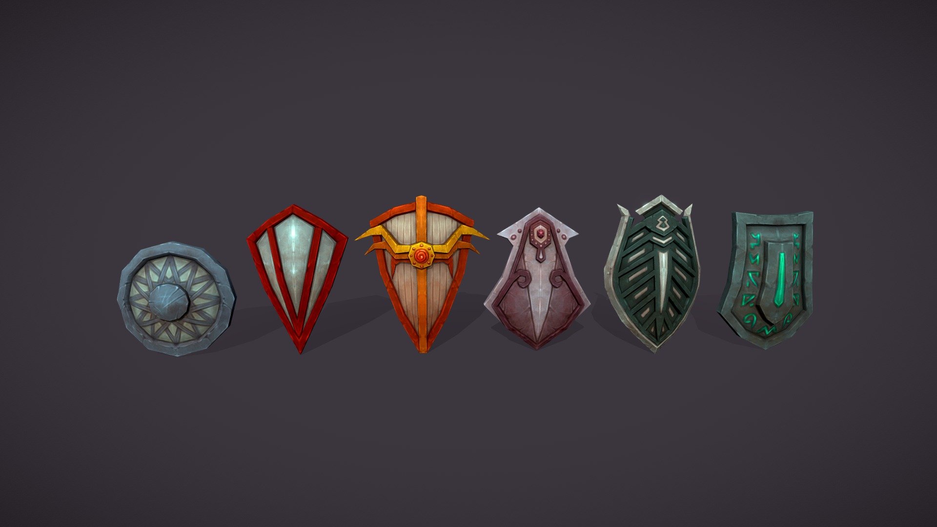 Fantasy shields set 3d model