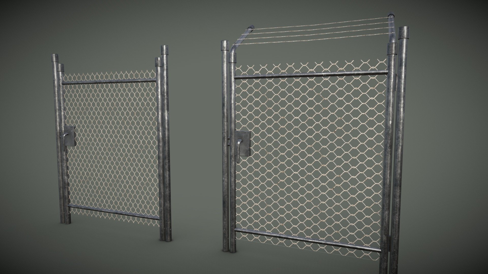 metal mesh gates Low-poly 3D model 3d model