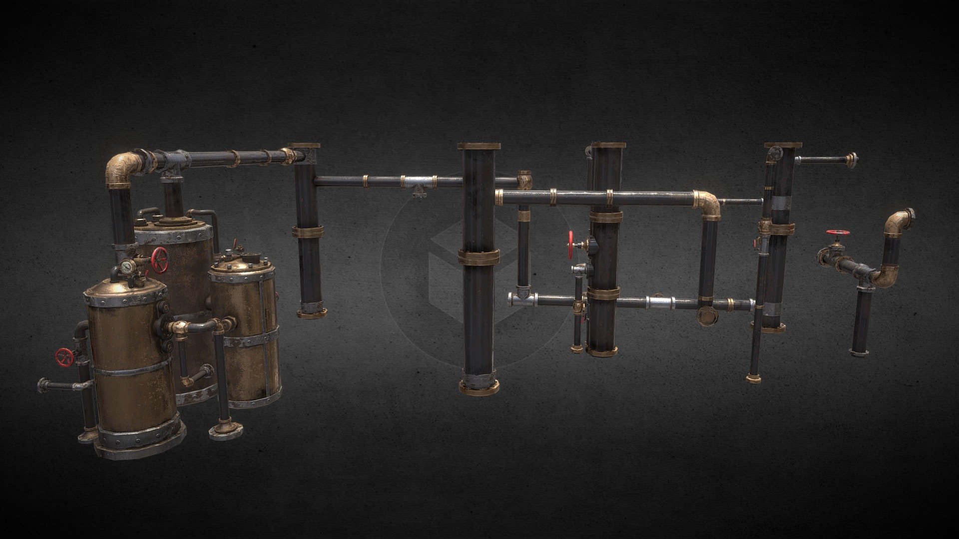 SteamPunk Gas Pipes 3d model