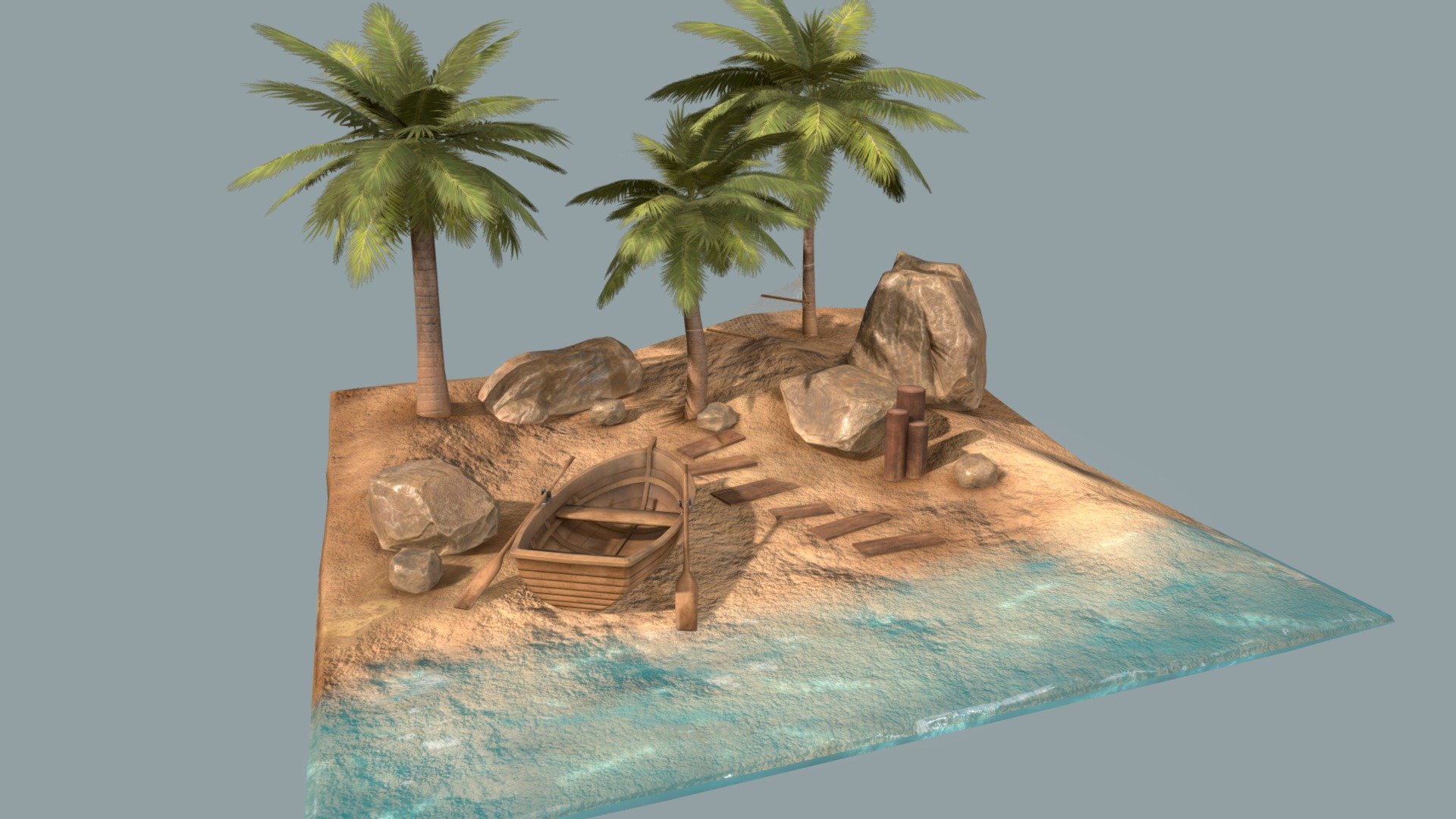 Beach Diorama 3d model