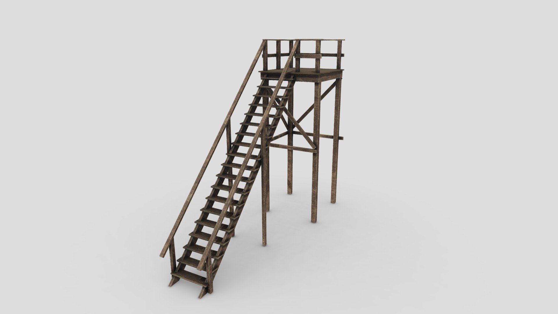 Wooden Stairs 3d model