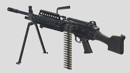 Mk 48 Machine Gun Low Poly PBR Realistic