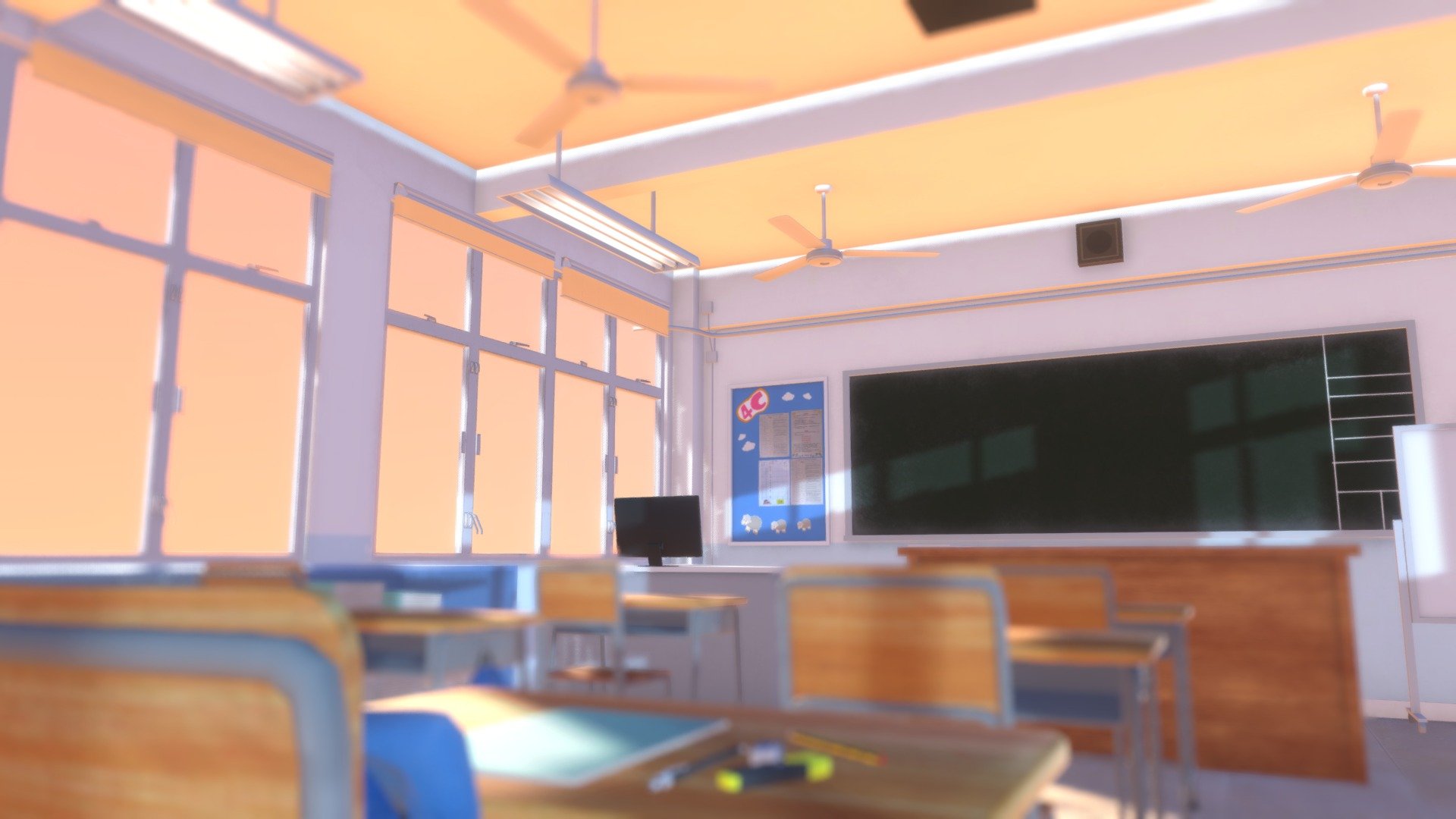 香港小學部課室 Hong Kong Primary School Classroom 3d model