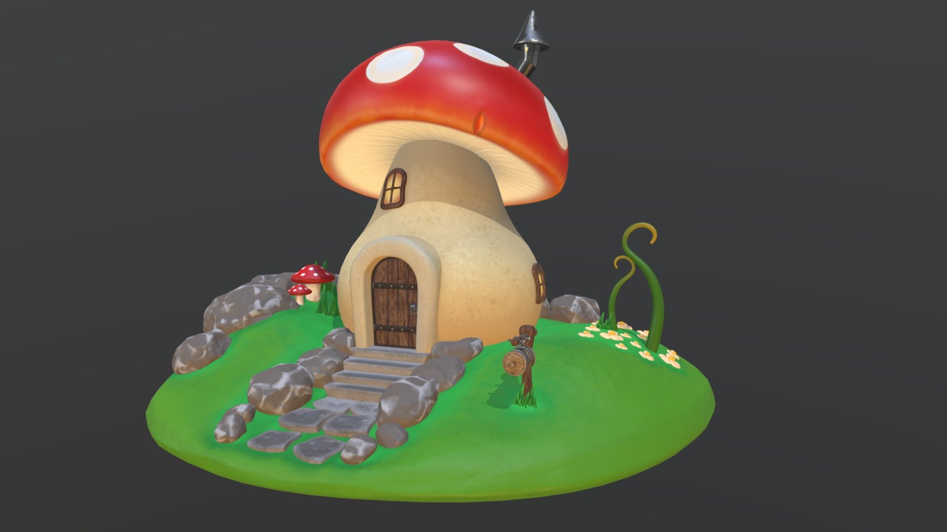 mushroom house 3d model